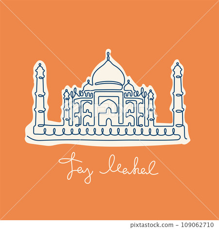 Taj Mahal one line colourful vector illustration Taj Mahal one line colourful vector illustration 109062710