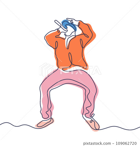 Hip hop singer one line vector illustration 109062720