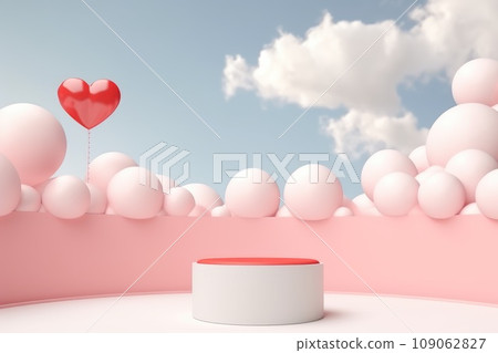 A majestic red and white catwalk embraced by love and passion. st valentine's day background. A majestic red and white catwalk embraced by love and passion. st valentine's day background. 109062827