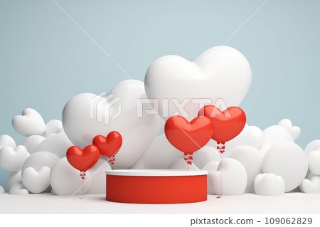 A majestic red and white catwalk embraced by love and passion. st valentine's day background. A majestic red and white catwalk embraced by love and passion. st valentine's day background. 109062829
