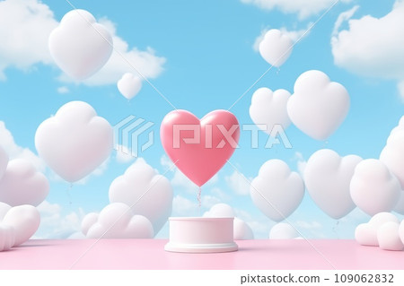 A majestic red and white catwalk embraced by love and passion. st valentine's day background. 109062832