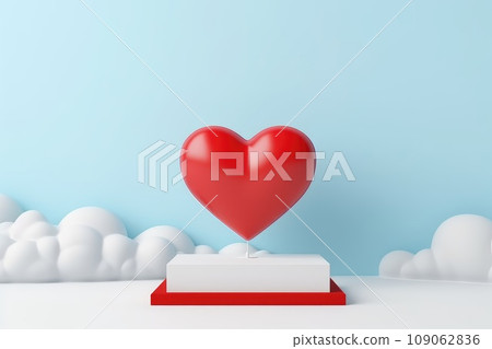 A majestic red and white catwalk embraced by love and passion. st valentine's day background. 109062836