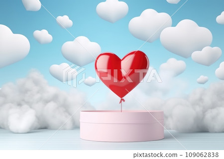 A majestic red and white catwalk embraced by love and passion. st valentine's day background. 109062838