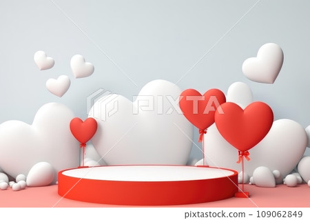 A majestic red and white catwalk embraced by love and passion. st valentine's day background. A majestic red and white catwalk embraced by love and passion. st valentine's day background. 109062849