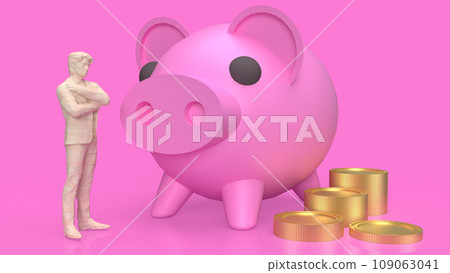 The pink piggy bank for earn or saving concept 3d rendering. The pink piggy bank for earn or saving concept 3d rendering. 109063041