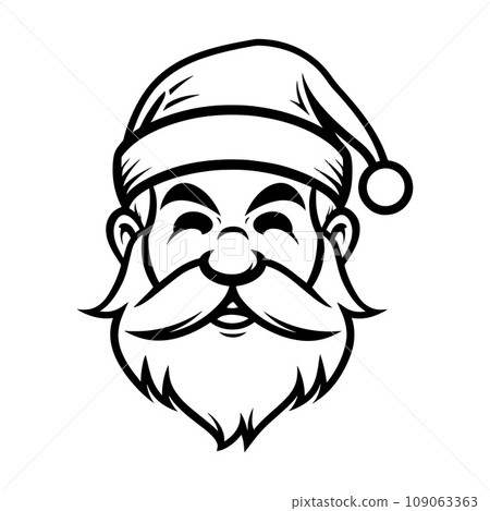 Santa Claus head icon. Santa Claus face beard mustache, happy Christmas. Vector illustration. 109063363