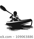 Silhouette of a man canoeing 109063886