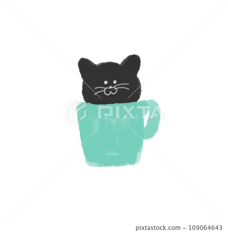 Cat mug (green, black cat) 109064643