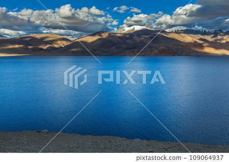 Himalayan mountain lake in Himalayas Tso Moriri on sunset, Korzok, Ladakh, India Himalayan mountain lake in Himalayas Tso Moriri on sunset, Korzok, Ladakh, India 109064937
