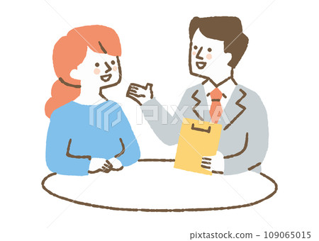 Woman listening to an expert's explanation_color Woman listening to an expert's explanation_color 109065015