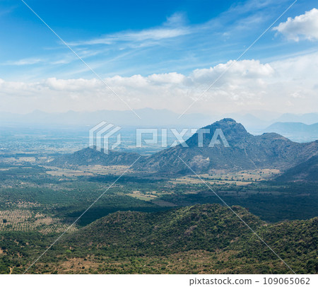 View of Western Ghats mountains. Tamil Nadu, India 109065062