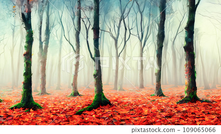 Illustration of hazy deciduous forest 109065066