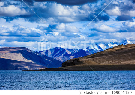 Himalayan mountain lake in Himalayas Tso Moriri on sunset, Korzok, Ladakh, India Himalayan mountain lake in Himalayas Tso Moriri on sunset, Korzok, Ladakh, India 109065159