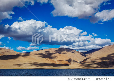 Himalayan mountain lake in Himalayas Tso Moriri on sunset, Korzok, Ladakh, India Himalayan mountain lake in Himalayas Tso Moriri on sunset, Korzok, Ladakh, India 109065168