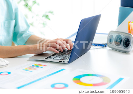 Young man having an online meeting on telework Young man having an online meeting on telework 109065943