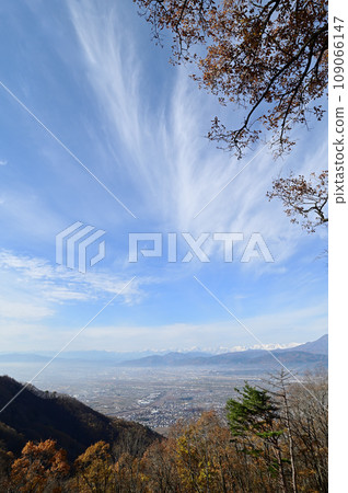 善光寺平秋葉和初冬白雪覆蓋的北阿爾卑斯山 善光寺平秋葉和初冬白雪覆蓋的北阿爾卑斯山 109066147