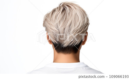 Rear view of a man with silver-colored hairstyle "AI generated image" 109066193