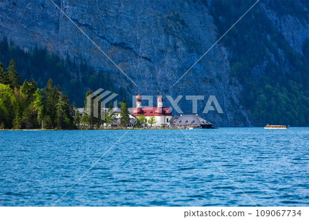 St. Bartholomew's Church on Konigssee lake in Berchtesgaden, Bavaria, Germany St. Bartholomew's Church on Konigssee lake in Berchtesgaden, Bavaria, Germany 109067734