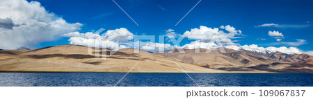 Panorama of Himalayan lake Tso Moriri (official name - Tsomoriri Wetland Conservation Reserve) in Himalayas, Korzok, Changthang area, Ladakh, Jammu and Kashmir, India Panorama of Himalayan lake Tso Moriri (official name - Tsomoriri Wetland Conservation Reserve) in Himalayas, Korzok, Changthang area, Ladakh, Jammu and Kashmir, India 109067837