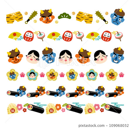 Cute decorative borders for Setsubun and Ehomaki Cute decorative borders for Setsubun and Ehomaki 109068032