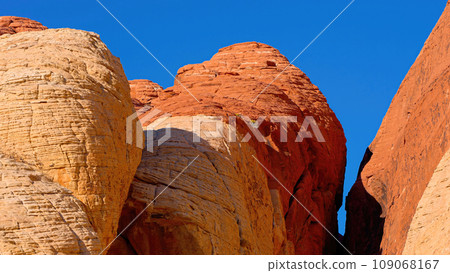 The red and yellow sandstones of Red Rock Canyon in Nevada 109068167