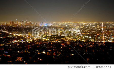 Wonderful view over the vibrant City of Los Angeles at night Wonderful view over the vibrant City of Los Angeles at night 109068364