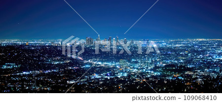 Wonderful view over the vibrant City of Los Angeles at night Wonderful view over the vibrant City of Los Angeles at night 109068410