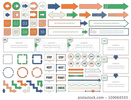 箭頭圖示框架集設計簡單數字步驟點檢查 1~10 109068593