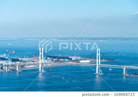 從橫濱灣大橋和東京灣到千葉縣木更津市的景觀 2023 從橫濱灣大橋和東京灣到千葉縣木更津市的景觀 2023 109068725