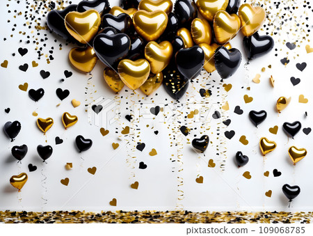 心形氣球和五彩紙屑 AI 生成圖像的插圖 109068785