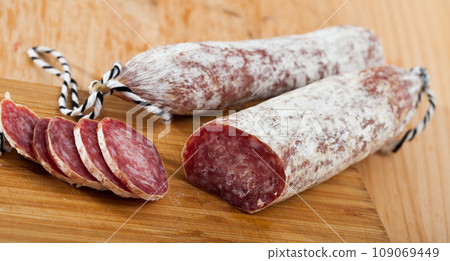 Sliced dry cured sausage Llonganissa Sliced dry cured sausage Llonganissa 109069449