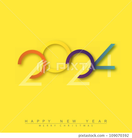Happy new year 2024 design with unique numbers. Premium vector design for poster, banner, greeting and new year 2024 celebration. Vector 109070392