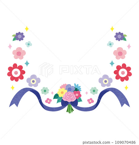 Adult cute colorful flower and ribbon frame Adult cute colorful flower and ribbon frame 109070486
