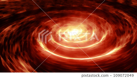 Abstract yellow orange swirling twisted vortex energy magical cosmic galactic bright glowing spinning tunnel made of lines, background 109072049