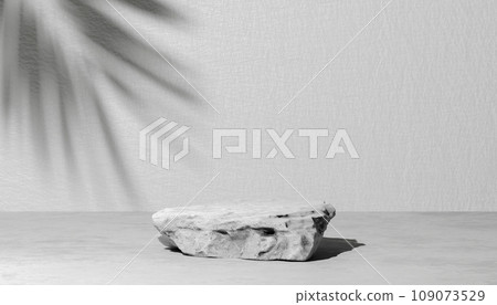Grey stone pedestal podium. scene with palm leaf shadow. Minimal scene products display, Stage showcase. white single stone podium minimal product display pedestal rock cosmetic Grey stone pedestal podium. scene with palm leaf shadow. Minimal scene products display, Stage showcase. white single stone podium minimal product display pedestal rock cosmetic 109073529
