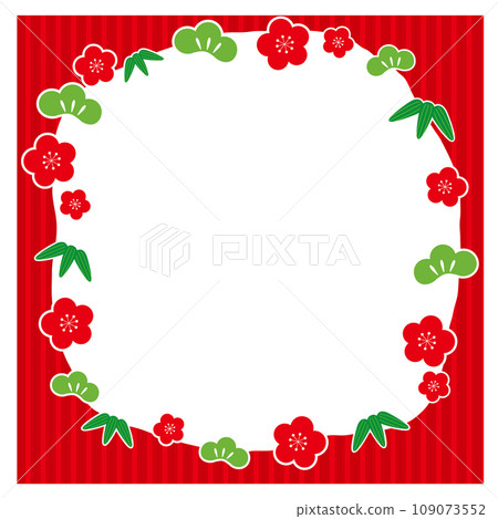 紅梅花與松竹梅框 紅梅花與松竹梅框 109073552