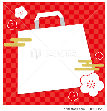 帶有紅色日本圖案的新年賀卡 109073556