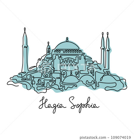 Hagia Sophia, Istanbul vector illustration. 109074019