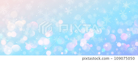 Christmas snowy background. Cold pink blue winter sky. Vector ice blizzard on gradient texture with bokeh and flakes. Festive new year theme for season sale wallpaper. Christmas snowy background. Cold pink blue winter sky. Vector ice blizzard on gradient texture with bokeh and flakes. Festive new year theme for season sale wallpaper. 109075050