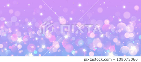 Purple unicorn background. Pastel violet sky with glitter stars and bokeh. Fantasy galaxy with holographic texture. Magic marble space. Vector 109075066