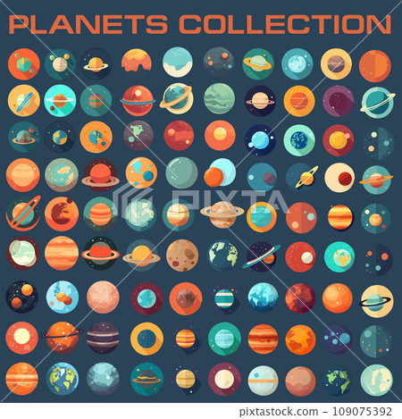 Cartoon vector planet collection. Planet icons set 109075392