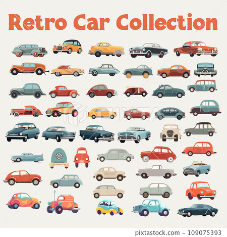 Retro vector car collection. Car icons 109075393