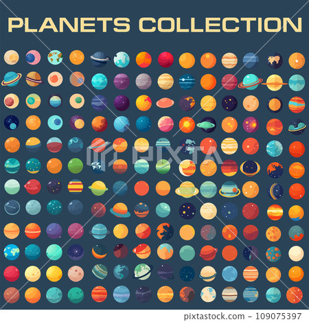 Cartoon vector planet collection. Planet icons set 109075397