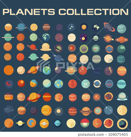 Cartoon vector planet collection. Planet icons set 109075403