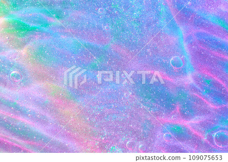Purple, pink, blue transparent space alien glitter slime gel background texture 109075653