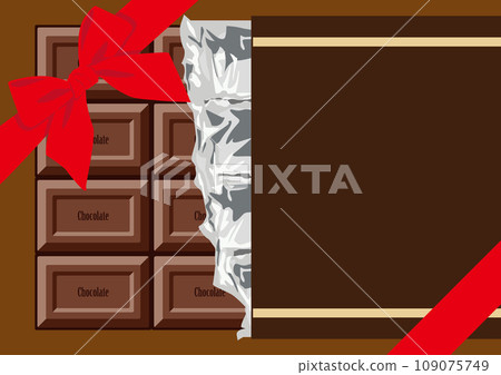 Vector illustration of a Valentine's day chocolate bar wrapped with a ribbon Vector illustration of a Valentine's day chocolate bar wrapped with a ribbon 109075749