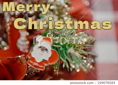 Christmas wreath and Santa logo included 109076084