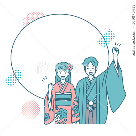 和服決議人新年賀年片 和服決議人新年賀年片 109076415