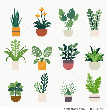 Minimal interior houseplant simplicity freehand drawing flat design. Minimal interior houseplant simplicity freehand drawing flat design. 109076798