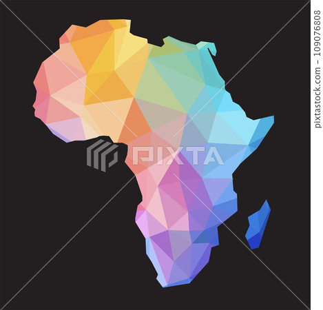 Colorful abstract vector low polygonal of Africa map. Colorful abstract vector low polygonal of Africa map. 109076808